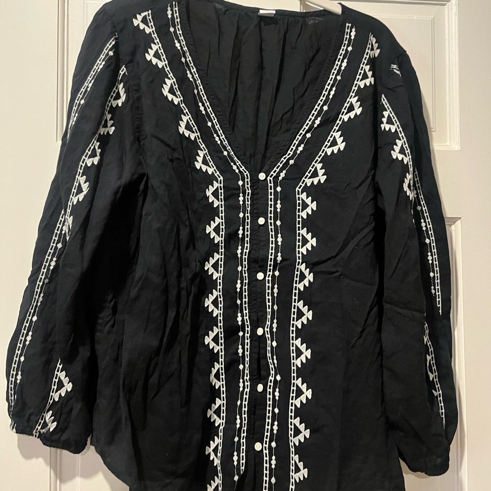 NWOT Old Navy Sz M Black Cotton Bohemian Top